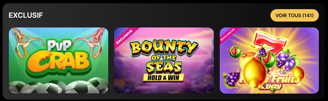 La collection de jeux chez Spinsy Casino